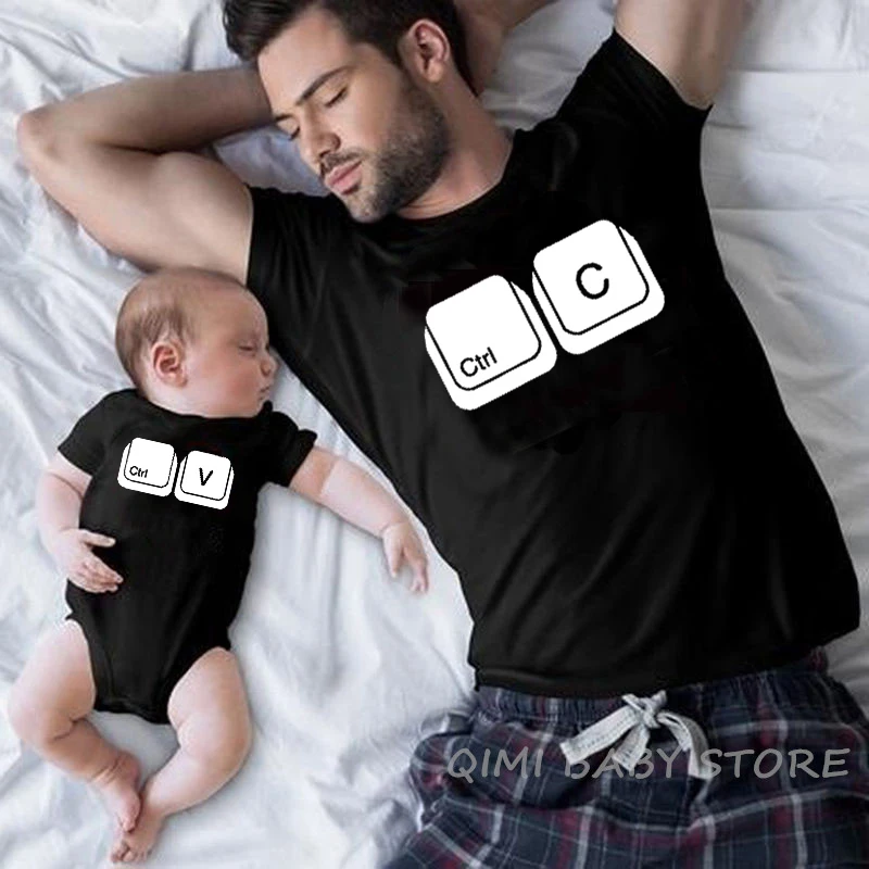 CTRL C CTRL V Family T Shirt Father and Son Daughter Tshirts Matching Oufits Dad Baby